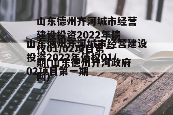 山东德州齐河城市经营建设投资2022年债权01/02项目第一期(山东德州齐河政府网)