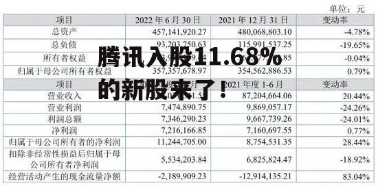 腾讯入股11.68%的新股来了！