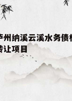 泸州纳溪云溪水务债权转让项目