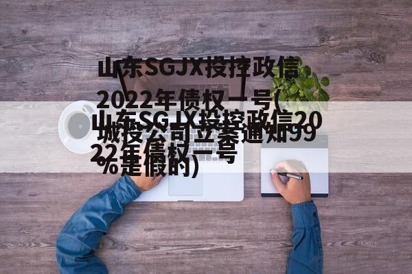 山东SGJX投控政信2022年债权一号(城投公司立案通知99%是假的)