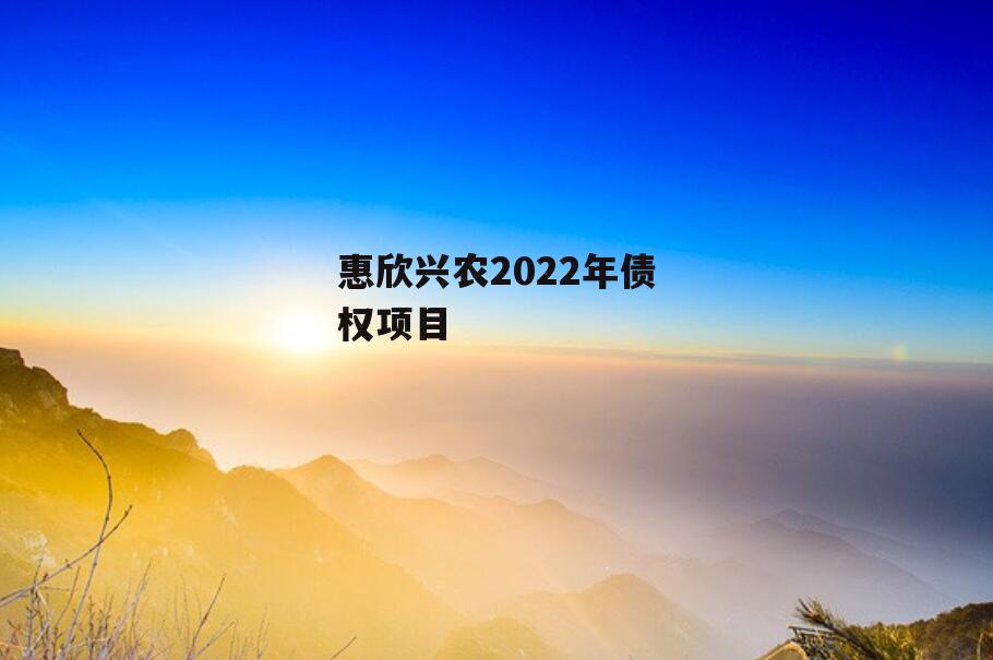 惠欣兴农2022年债权项目