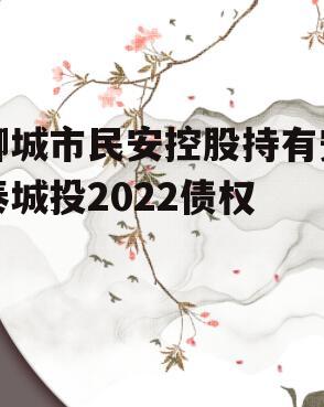 聊城市民安控股持有安泰城投2022债权