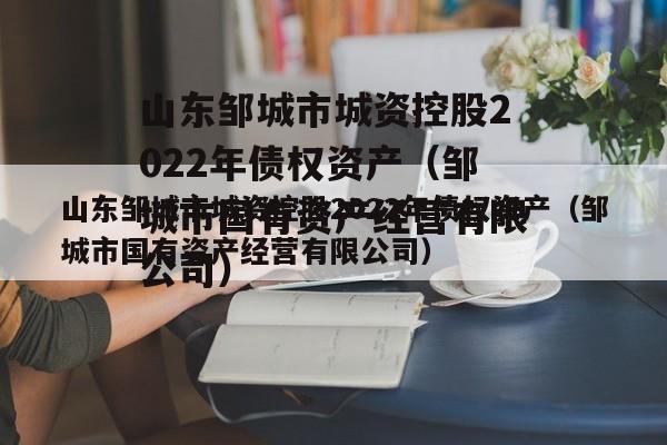 山东邹城市城资控股2022年债权资产（邹城市国有资产经营有限公司）
