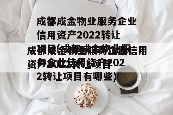 成都成金物业服务企业信用资产2022转让项目(成都成金物业服务企业信用资产2022转让项目有哪些)