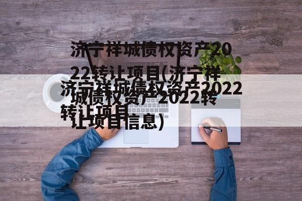 济宁祥城债权资产2022转让项目(济宁祥城债权资产2022转让项目信息)