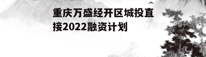重庆万盛经开区城投直接2022融资计划