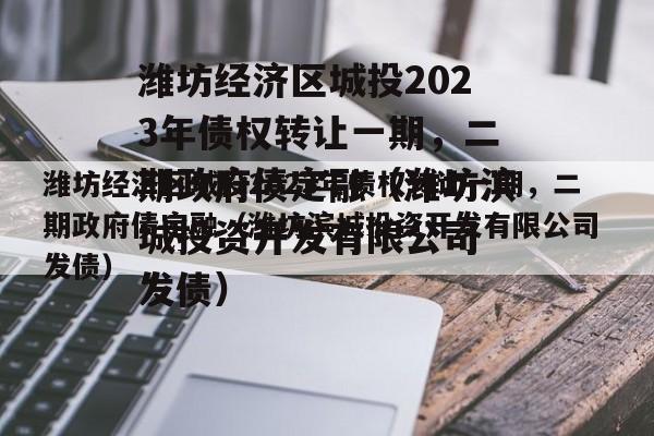 潍坊经济区城投2023年债权转让一期，二期政府债定融（潍坊滨城投资开发有限公司 发债）