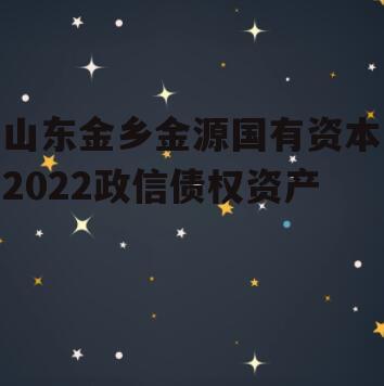 山东金乡金源国有资本2022政信债权资产