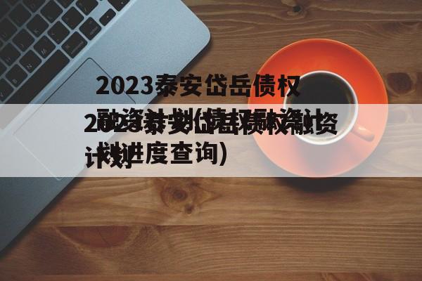 2023泰安岱岳债权融资计划(债权融资计划进度查询)