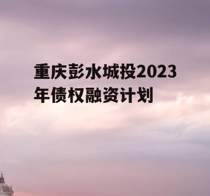 重庆彭水城投2023年债权融资计划