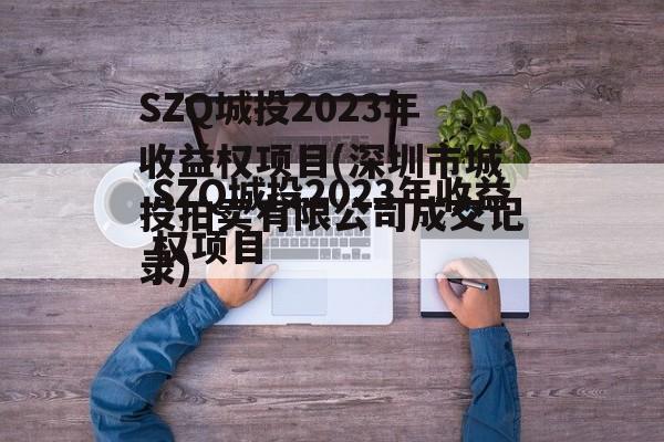 SZQ城投2023年收益权项目(深圳市城投拍卖有限公司成交记录)