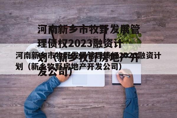 河南新乡市牧野发展管理债权2023融资计划（新乡牧野房地产开发公司）