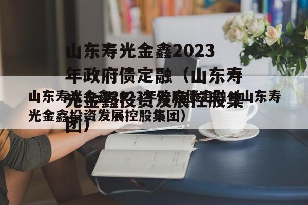 山东寿光金鑫2023年政府债定融（山东寿光金鑫投资发展控股集团）