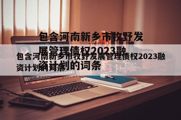 包含河南新乡市牧野发展管理债权2023融资计划的词条