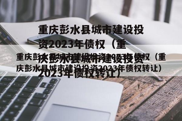 重庆彭水县城市建设投资2023年债权（重庆彭水县城市建设投资2023年债权转让）