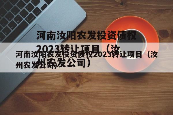 河南汝阳农发投资债权2023转让项目（汝州农发公司）