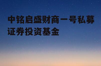 中铭启盛财商一号私募证券投资基金