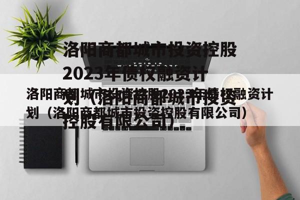 洛阳商都城市投资控股2023年债权融资计划（洛阳商都城市投资控股有限公司）