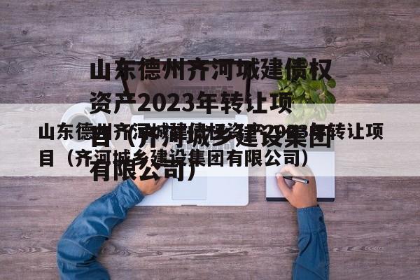 山东德州齐河城建债权资产2023年转让项目（齐河城乡建设集团有限公司）