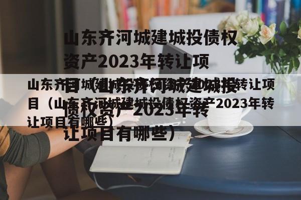山东齐河城建城投债权资产2023年转让项目（山东齐河城建城投债权资产2023年转让项目有哪些）
