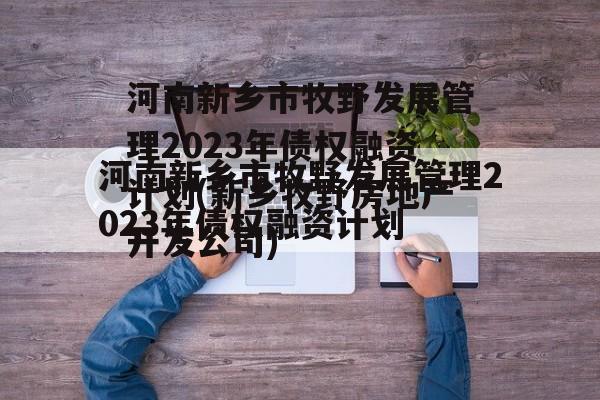 河南新乡市牧野发展管理2023年债权融资计划(新乡牧野房地产开发公司)
