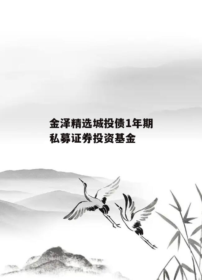 金泽精选城投债1年期私募证券投资基金