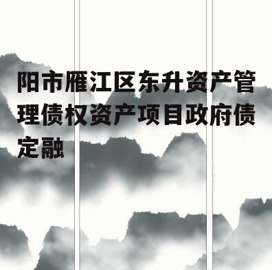 阳市雁江区东升资产管理债权资产项目政府债定融
