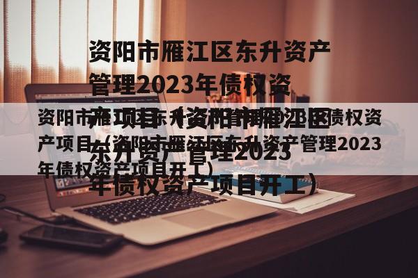 资阳市雁江区东升资产管理2023年债权资产项目（资阳市雁江区东升资产管理2023年债权资产项目开工）