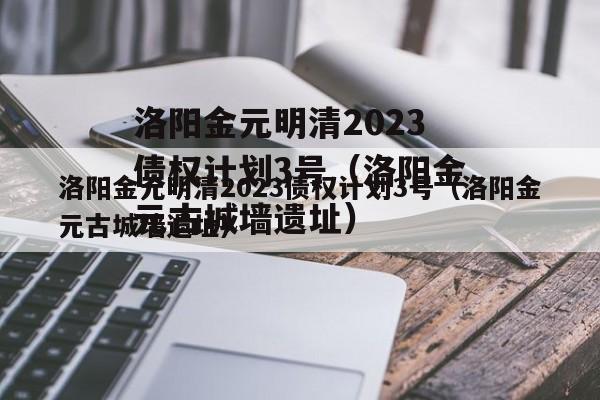 洛阳金元明清2023债权计划3号（洛阳金元古城墙遗址）