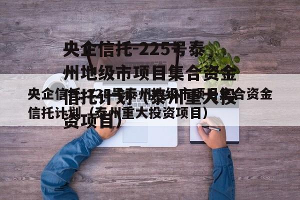 央企信托-225号泰州地级市项目集合资金信托计划（泰州重大投资项目）