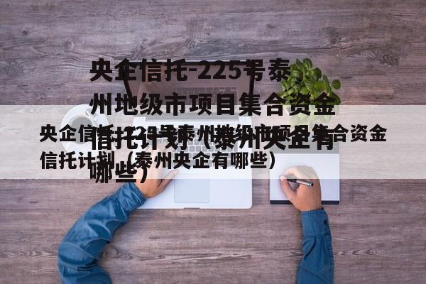 央企信托-225号泰州地级市项目集合资金信托计划（泰州央企有哪些）
