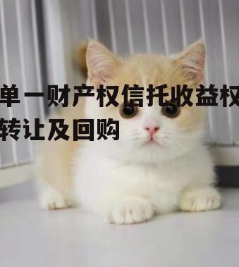 单一财产权信托收益权转让及回购