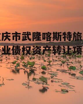 重庆市武隆喀斯特旅游产业债权资产转让项目