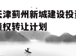天津蓟州新城建设投资债权转让计划