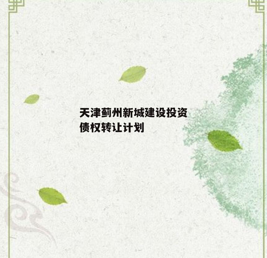 天津蓟州新城建设投资债权转让计划