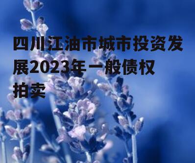 四川江油市城市投资发展2023年一般债权拍卖