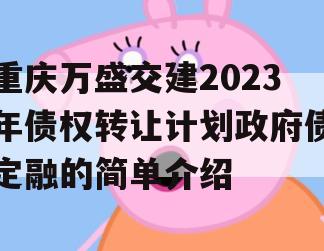 重庆万盛交建2023年债权转让计划政府债定融的简单介绍