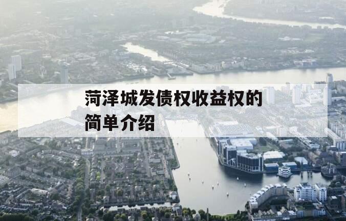 菏泽城发债权收益权的简单介绍