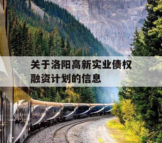 关于洛阳高新实业债权融资计划的信息