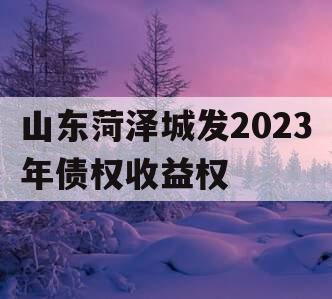 山东菏泽城发2023年债权收益权