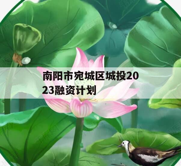 南阳市宛城区城投2023融资计划