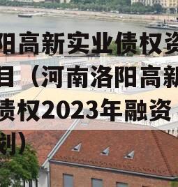 洛阳高新实业债权资产项目（河南洛阳高新实业债权2023年融资计划）