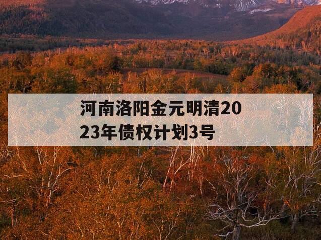 河南洛阳金元明清2023年债权计划3号