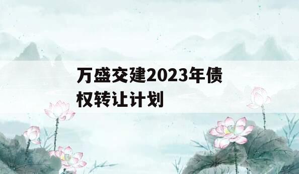 万盛交建2023年债权转让计划