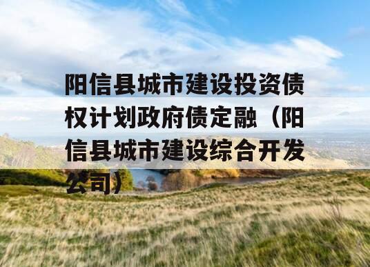 阳信县城市建设投资债权计划政府债定融（阳信县城市建设综合开发公司）