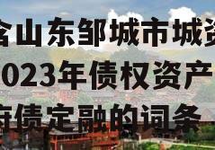 包含山东邹城市城资控股2023年债权资产政府债定融的词条
