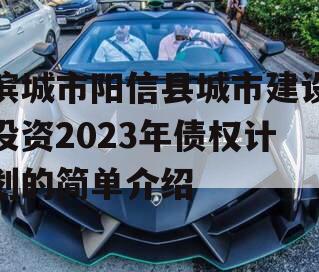 滨城市阳信县城市建设投资2023年债权计划的简单介绍