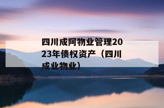 四川成阿物业管理2023年债权资产（四川成业物业）