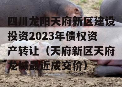 四川龙阳天府新区建设投资2023年债权资产转让（天府新区天府龙城最近成交价）
