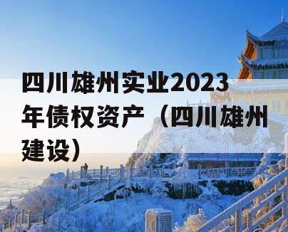 四川雄州实业2023年债权资产（四川雄州建设）